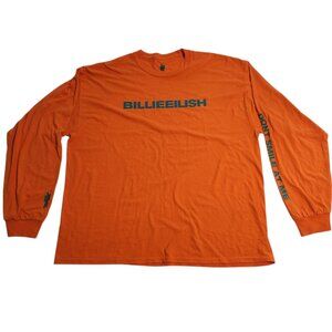 Billie Eilish Shirt Orange Dont Smile At Me Spellout Long Sleeve Unisex 2XL